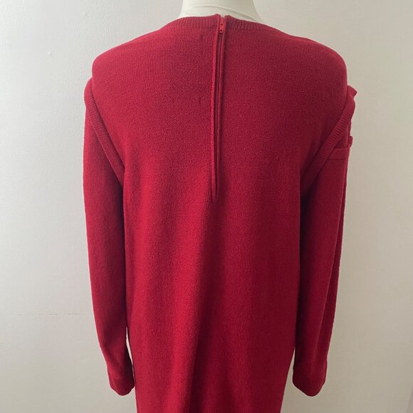 Vintage Steve Fabrikant Wool Dress Christmas Holidays Red - Picture 8 of 14